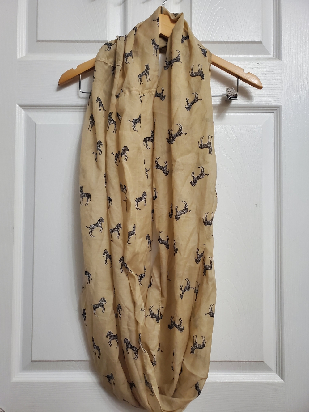 Beige Zebra Print Infinity Scarf